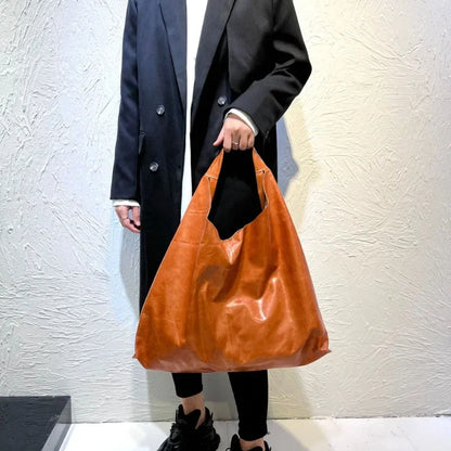 Genuine Leather Women's Bag Large Capacity Cowhide Shoulder Bag High Quality Retro Tote Handbags Casual All-match Fashion Bolsos