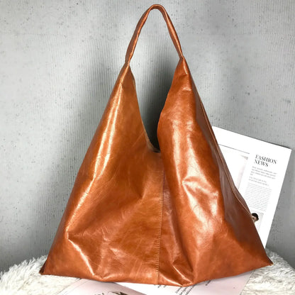 Genuine Leather Women's Bag Large Capacity Cowhide Shoulder Bag High Quality Retro Tote Handbags Casual All-match Fashion Bolsos
