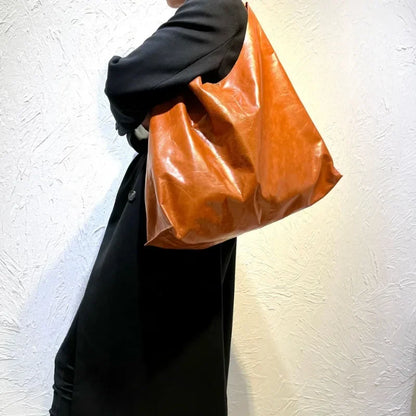 Genuine Leather Women's Bag Large Capacity Cowhide Shoulder Bag High Quality Retro Tote Handbags Casual All-match Fashion Bolsos