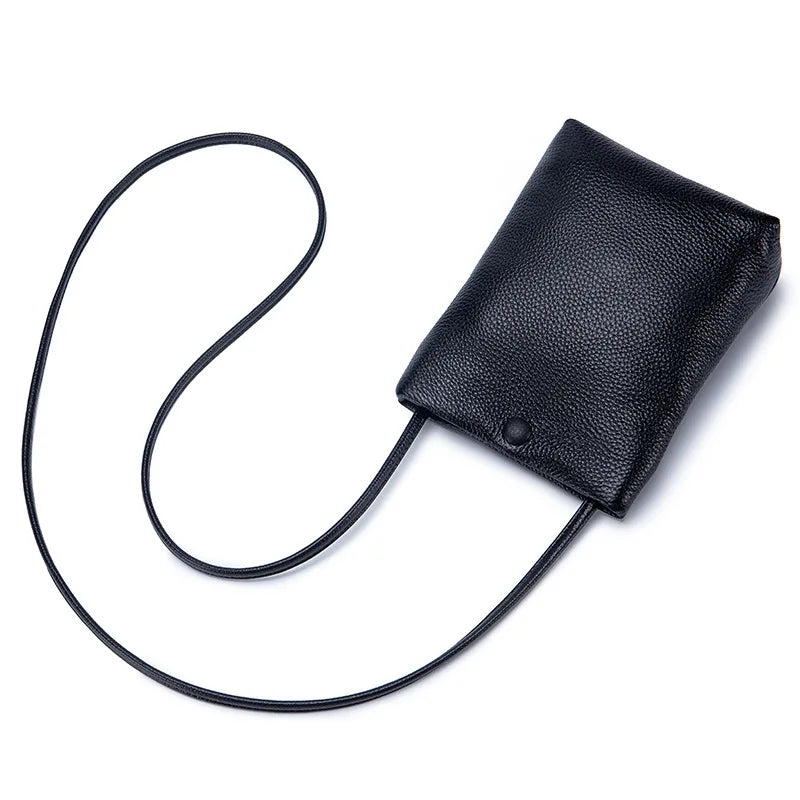Genuine Leather Women's Bag Mini Bucket Bag for Lady Crossbody Bag Simple Flap Bag Soft Leather Cell Phone Purse Bolsas De Mujer