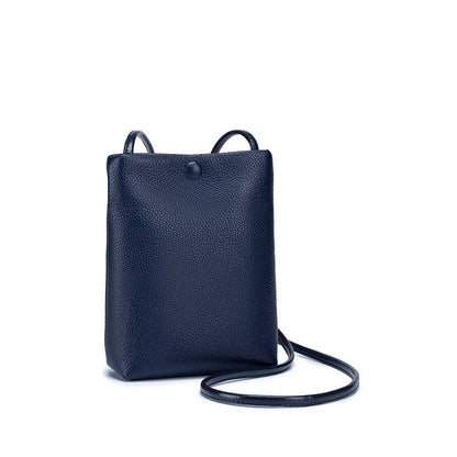 Genuine Leather Women's Bag Mini Bucket Bag for Lady Crossbody Bag Simple Flap Bag Soft Leather Cell Phone Purse Bolsas De Mujer