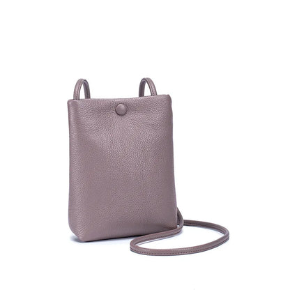 Genuine Leather Women's Bag Mini Bucket Bag for Lady Crossbody Bag Simple Flap Bag Soft Leather Cell Phone Purse Bolsas De Mujer