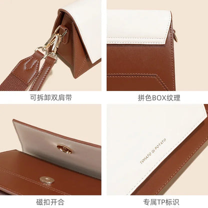 Genuine Leather Women's Bag Small Square Bag Crossbody Bag Color Matching Spring Style Luxury Designer Handbag Bolso Mujer
