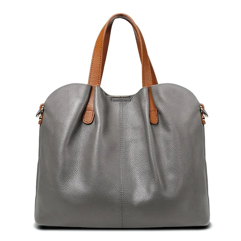 Genuine Leather Women's Bags Fashion Commute Handbags Solid Color Tote Messenger Luxury Designer Shoulder Cossbody Bag Female