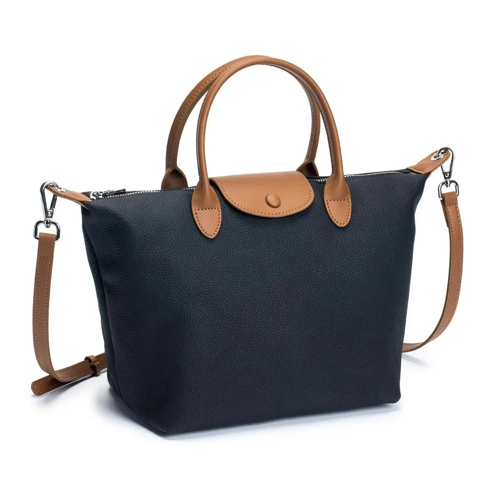 Genuine Leather Women's Dumpling Shaped Handbag Commuting Briefcase Fashion Cowhide Versatile One Shoulder Crossbody Bag