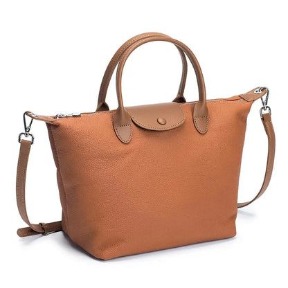 Genuine Leather Women's Dumpling Shaped Handbag Commuting Briefcase Fashion Cowhide Versatile One Shoulder Crossbody Bag