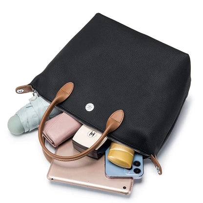 Genuine Leather Women's Dumpling Shaped Handbag Commuting Briefcase Fashion Cowhide Versatile One Shoulder Crossbody Bag