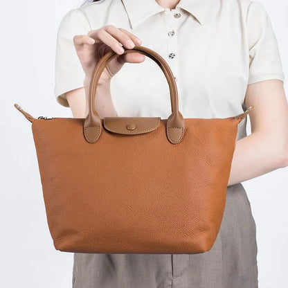 Genuine Leather Women's Dumpling Shaped Handbag Commuting Briefcase Fashion Cowhide Versatile One Shoulder Crossbody Bag