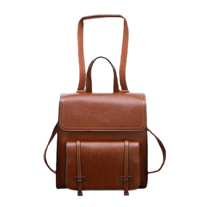 Genuine Leather Women's Vintage Style Large Capacity Backpack Fashion Crossbody Casual Shoulder Bag
