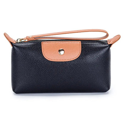 Genuine Leather Wristlet Clutch Wallet Purses for Women Fashion Brand Women's Small Multi Pocket Cell Phone Bag with Card Slots