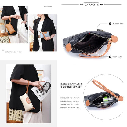 Genuine Leather Wristlet Clutch Wallet Purses for Women Fashion Brand Women's Small Multi Pocket Cell Phone Bag with Card Slots