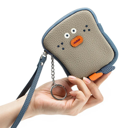 Genuine Leather Zero Wallet Cartoon Storage Portable Wrist Bag