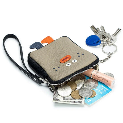 Genuine Leather Zero Wallet Cartoon Storage Portable Wrist Bag