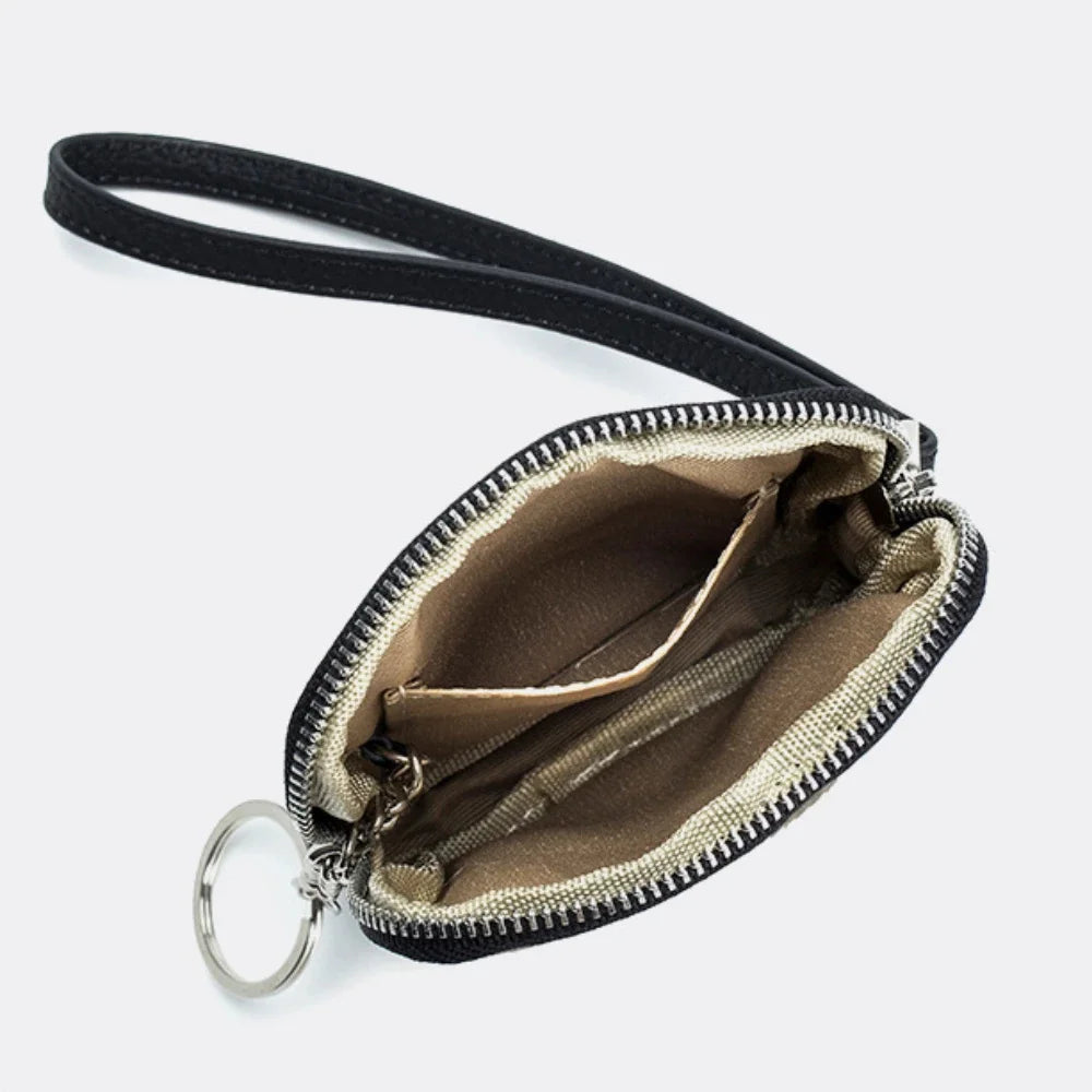 Genuine Leather Zero Wallet Cartoon Storage Portable Wrist Bag