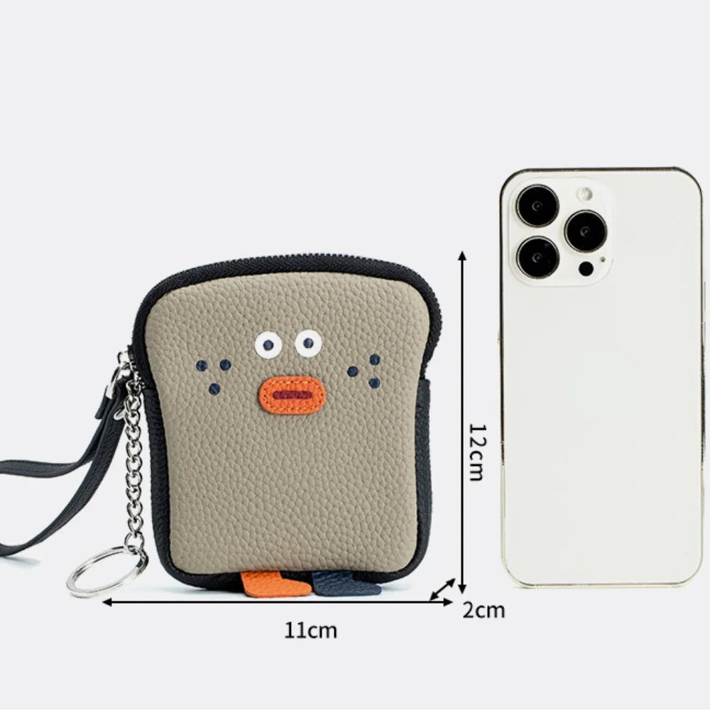 Genuine Leather Zero Wallet Cartoon Storage Portable Wrist Bag