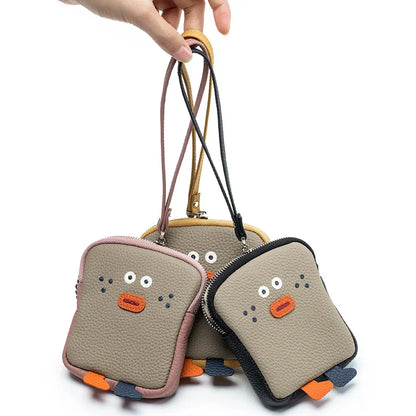 Genuine Leather Zero Wallet Cartoon Storage Portable Wrist Bag