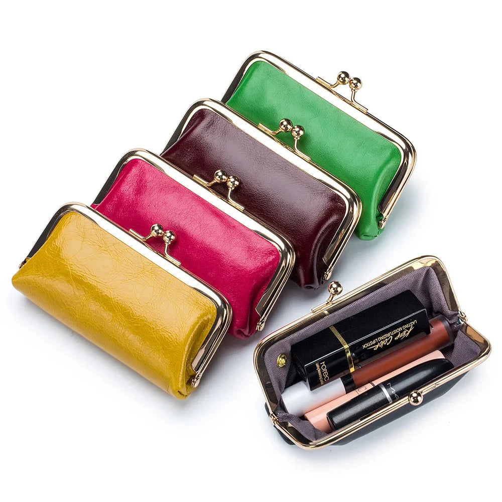 Genuine Leather Zero Wallet Women's Fashion Storage Coin Mini Mouth Red Small Clip Bag