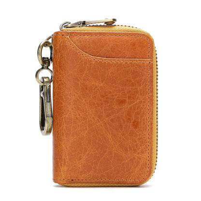 Genuine Leather chain Men Holder Organizer Pouch Coin Purse Cow Split Car Wallet Housekeeper Key Case Mini Card Bag