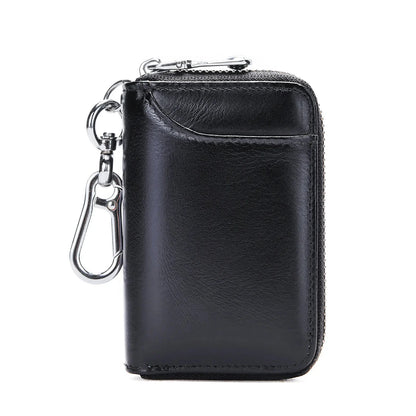 Genuine Leather chain Men Holder Organizer Pouch Coin Purse Cow Split Car Wallet Housekeeper Key Case Mini Card Bag