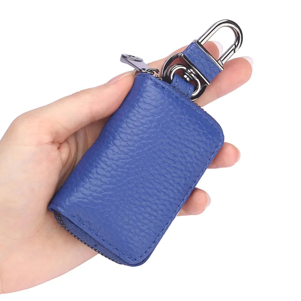 Genuine Leather chain Men Women Case Multifunction Organizer Wallet Smart Housekeeper Car Holder Small Key Bag
