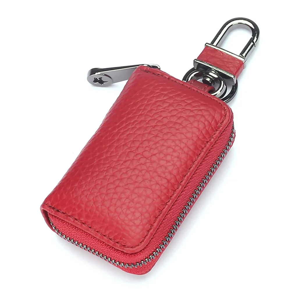 Genuine Leather chain Men Women Case Multifunction Organizer Wallet Smart Housekeeper Car Holder Small Key Bag