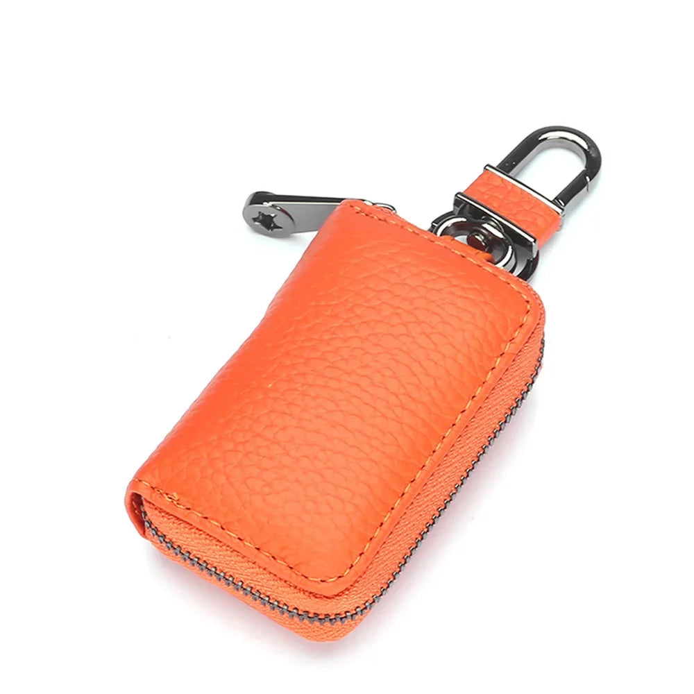 Genuine Leather chain Men Women Case Multifunction Organizer Wallet Smart Housekeeper Car Holder Small Key Bag