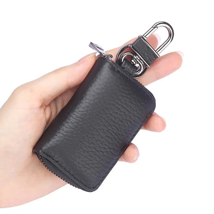 Genuine Leather chain Men Women Case Multifunction Organizer Wallet Smart Housekeeper Car Holder Small Key Bag
