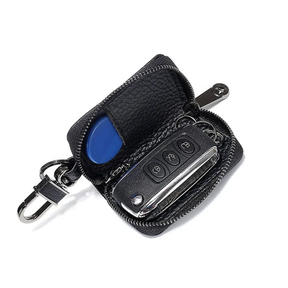 Genuine Leather chain Men Women Case Multifunction Organizer Wallet Smart Housekeeper Car Holder Small Key Bag