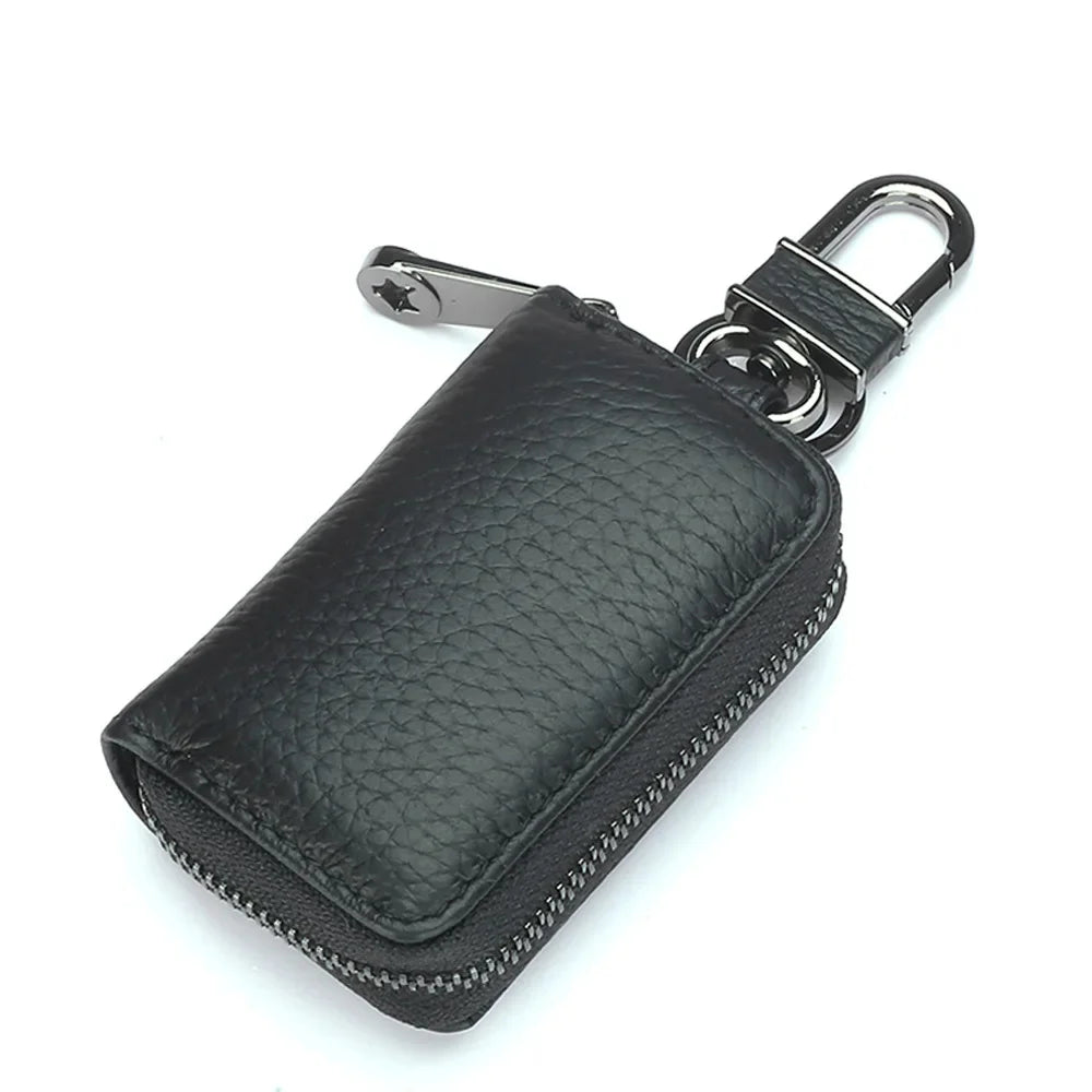 Genuine Leather chain Men Women Case Multifunction Organizer Wallet Smart Housekeeper Car Holder Small Key Bag