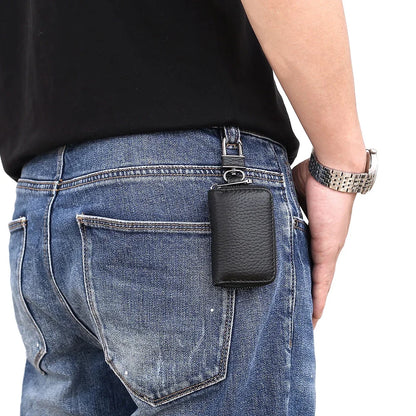 Genuine Leather chain Men Women Case Multifunction Organizer Wallet Smart Housekeeper Car Holder Small Key Bag