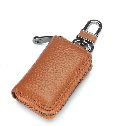 Genuine Leather chain Men Women Case Multifunction Organizer Wallet Smart Housekeeper Car Holder Small Key Bag