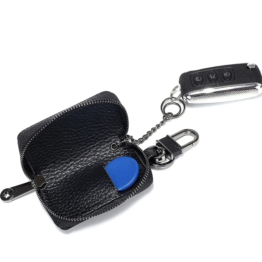 Genuine Leather chain Men Women Case Multifunction Organizer Wallet Smart Housekeeper Car Holder Small Key Bag