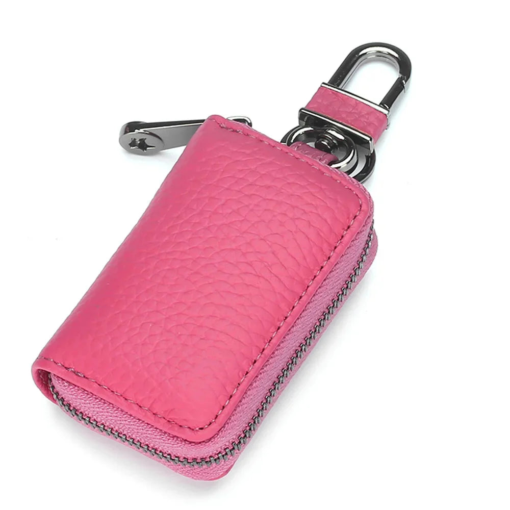 Genuine Leather chain Men Women Case Multifunction Organizer Wallet Smart Housekeeper Car Holder Small Key Bag