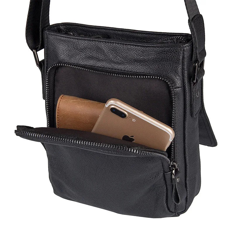 Genuine Leather shoulder Men Crossbody Bag Designer Natural cowhide Shoulder Bags Vintage Small Flap Pocket Handbag