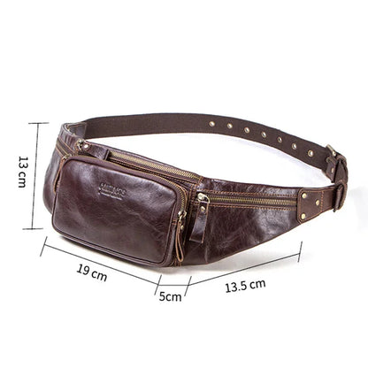 Genuine Leather sports MEN'S waist pack fashion cowhide chest multifunction phone belt casual shoulder crossbody bag