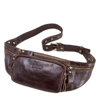Genuine Leather sports MEN'S waist pack fashion cowhide chest multifunction phone belt casual shoulder crossbody bag