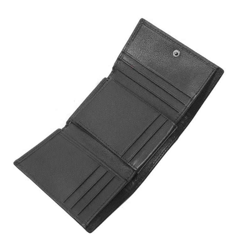 Genuine Men's RFID Anti-theft Brush Cowhide Short Card Bag Wholesale Three Fold Leather Wallet Fashion