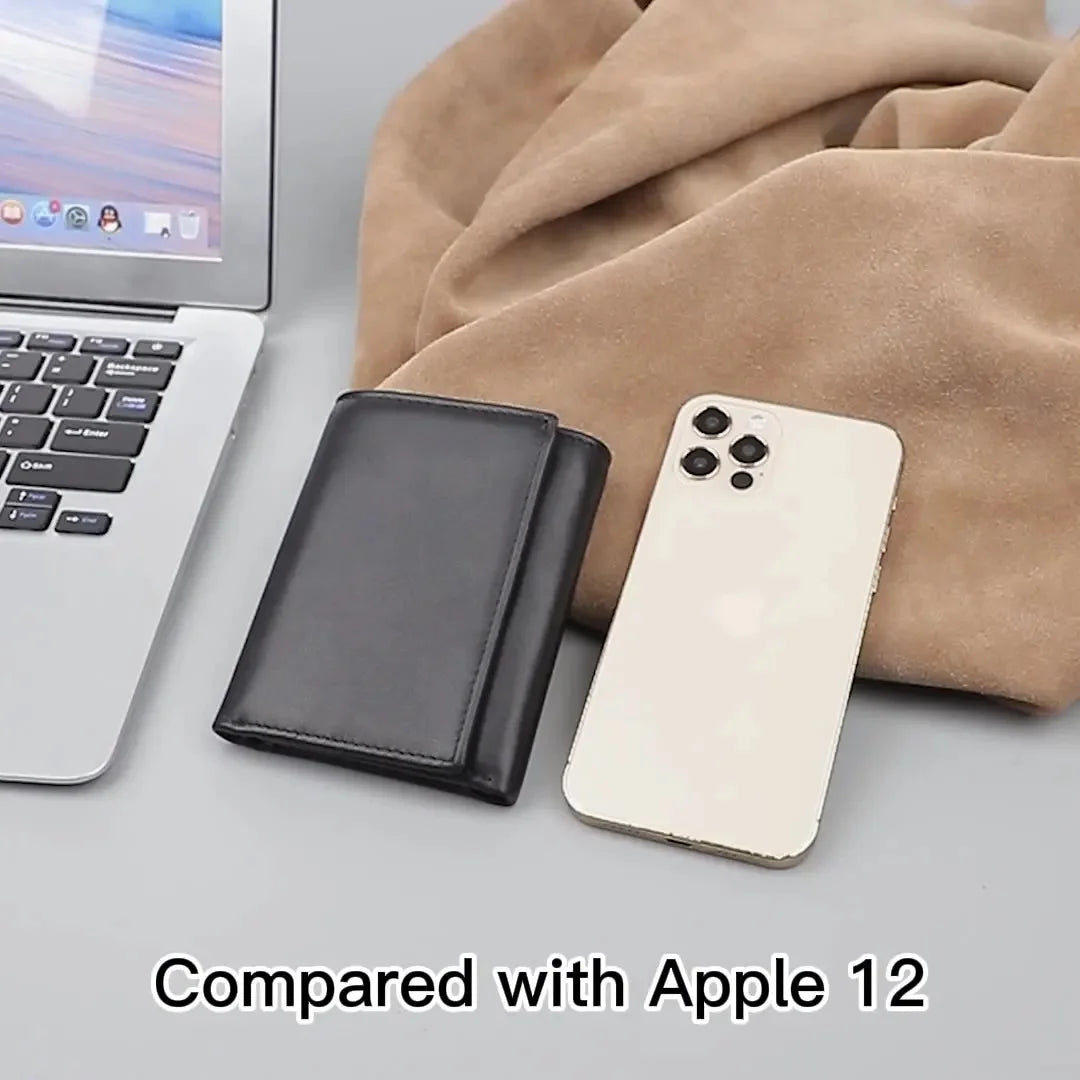 Genuine Men's RFID Anti-theft Brush Cowhide Short Card Bag Wholesale Three Fold Leather Wallet Fashion