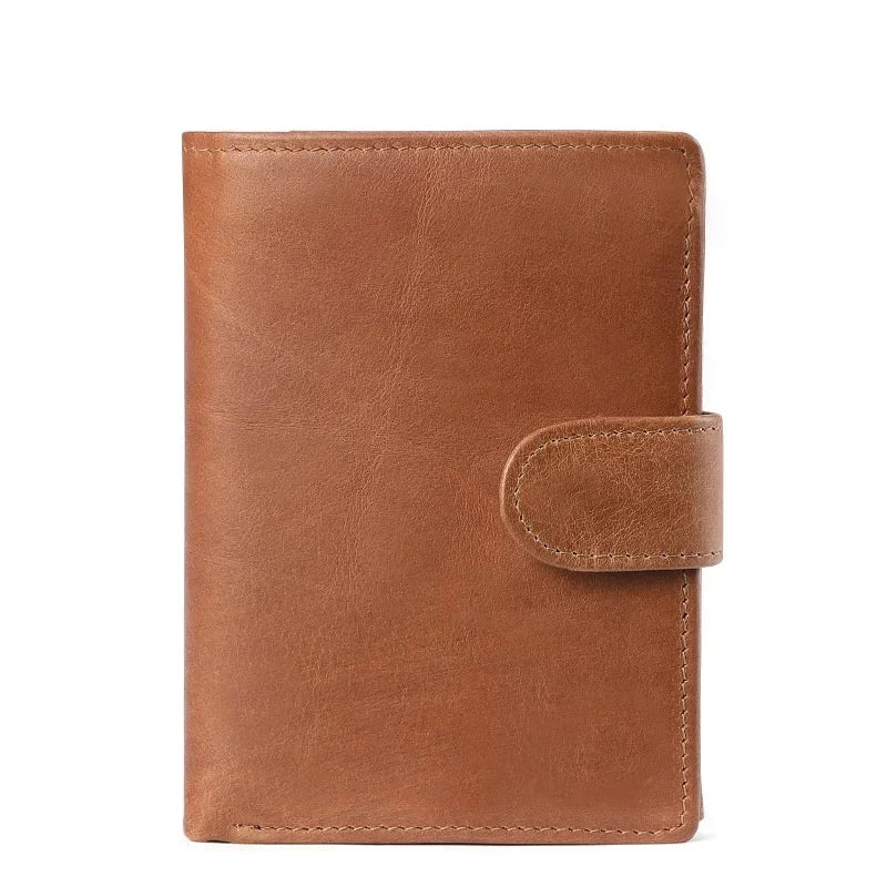 Genuine Men's Wallet Retro Crazy Horse Cowhide Man's Bag Coin Purse Money Credit Card Business Casual Short Leather Clip