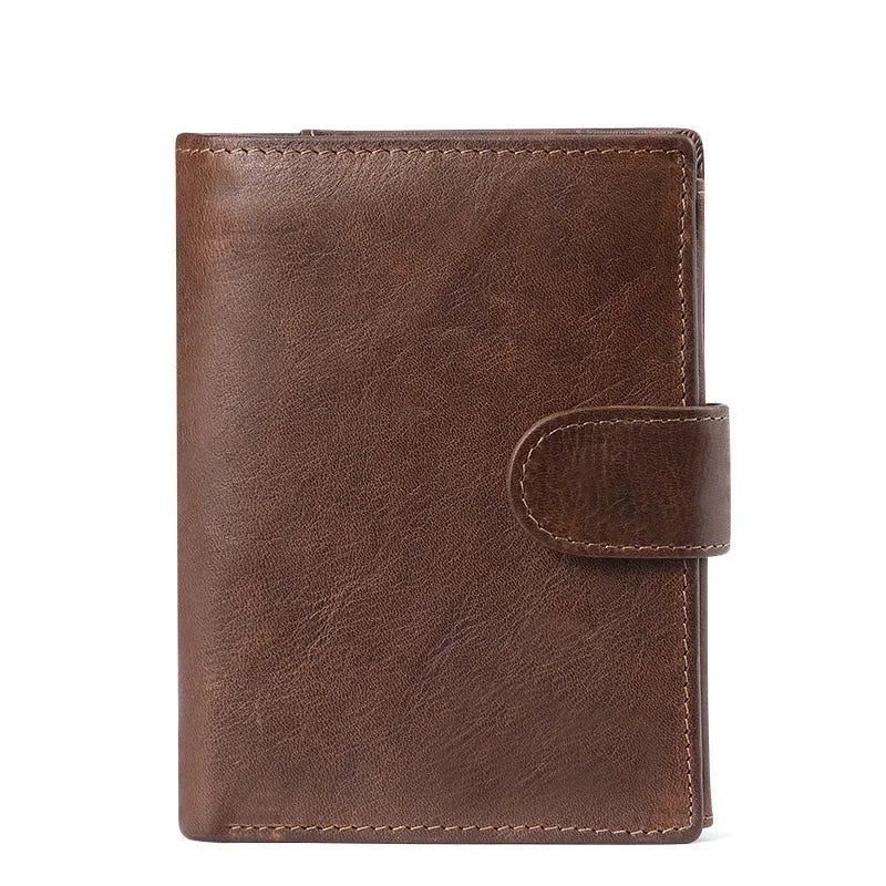 Genuine Men's Wallet Retro Crazy Horse Cowhide Man's Bag Coin Purse Money Credit Card Business Casual Short Leather Clip