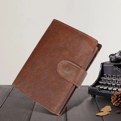 Genuine Men's Wallet Retro Crazy Horse Cowhide Man's Bag Coin Purse Money Credit Card Business Casual Short Leather Clip