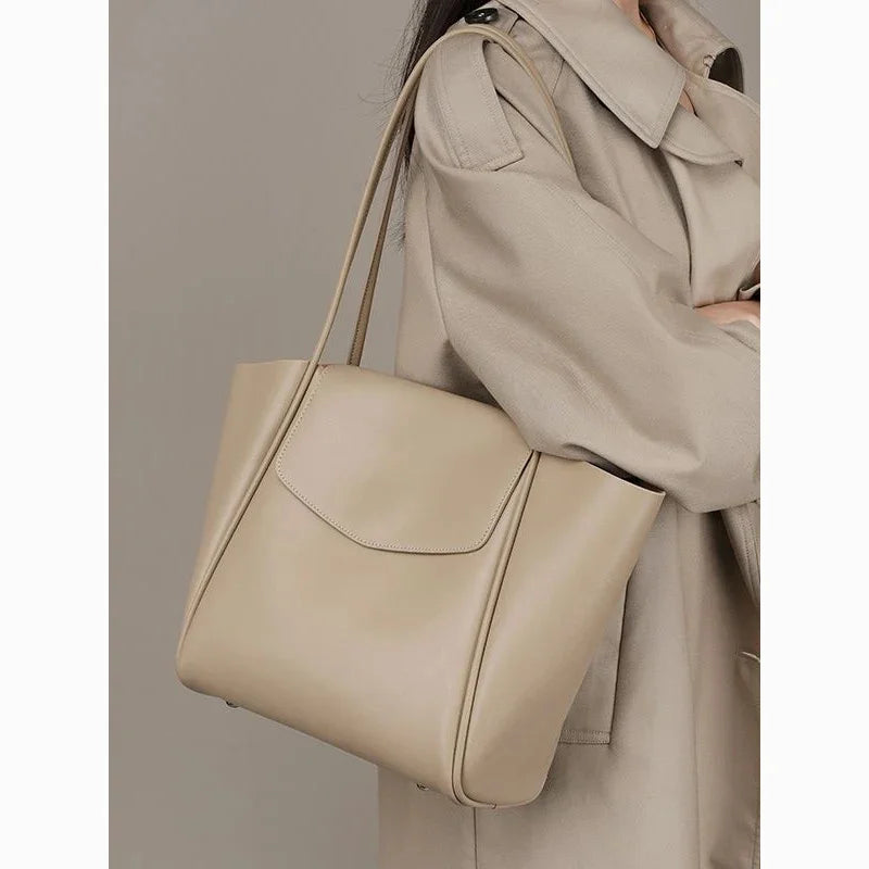 Genuine New Summer Soft Leather Tote Women's Capacity Advanced One Shoulder Cowhide Large Bag