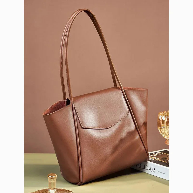 Genuine New Summer Soft Leather Tote Women's Capacity Advanced One Shoulder Cowhide Large Bag