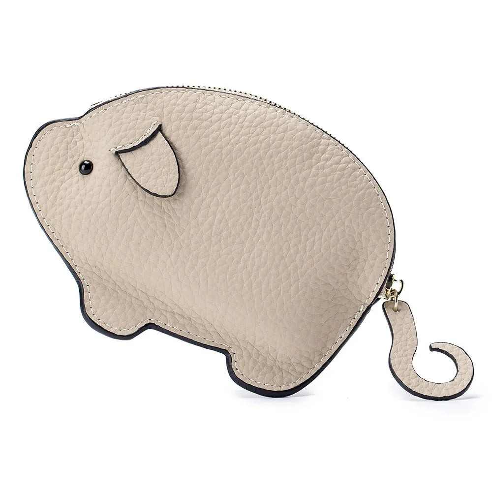 Genuine Piggy Mini Coin Purse Soft Cow Leather Cute Storage Bag