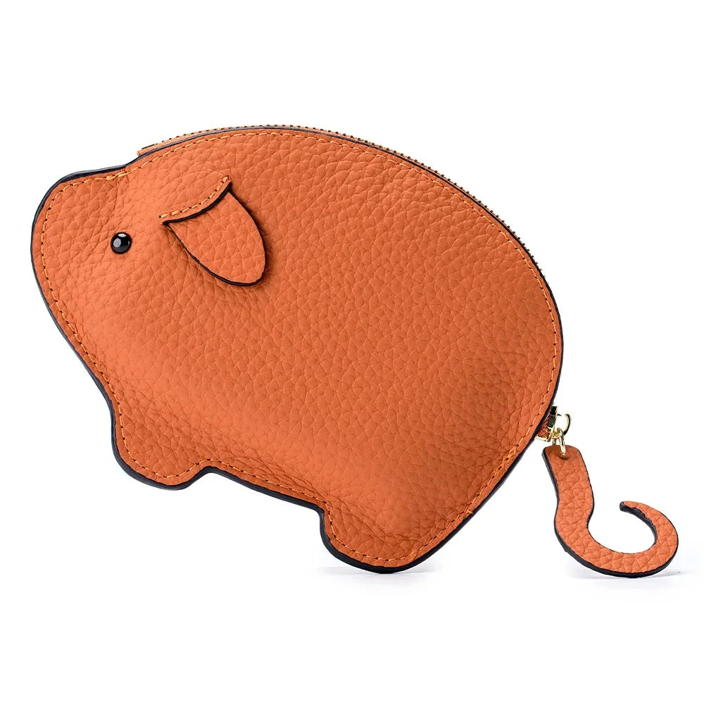 Genuine Piggy Mini Coin Purse Soft Cow Leather Cute Storage Bag