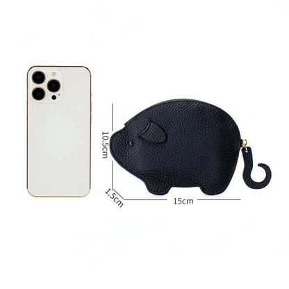 Genuine Piggy Mini Coin Purse Soft Cow Leather Cute Storage Bag