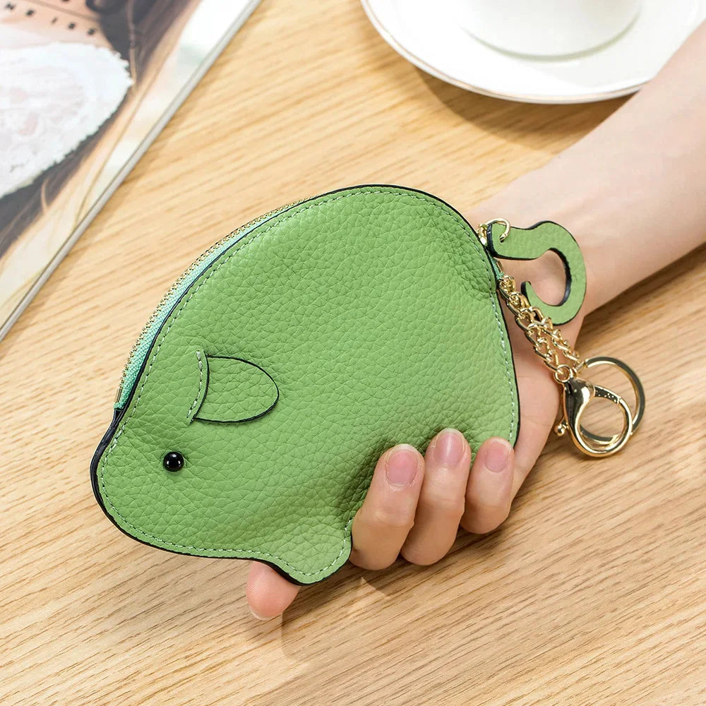 Genuine Piggy Mini Coin Purse Soft Cow Leather Cute Storage Bag