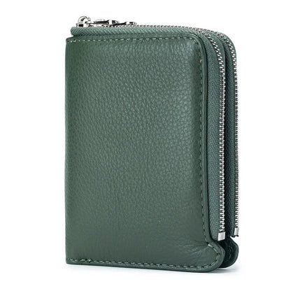 Genuine Short Soft Leather Fashionable Wallet Double Zippered Change Multifunctional Card Bag