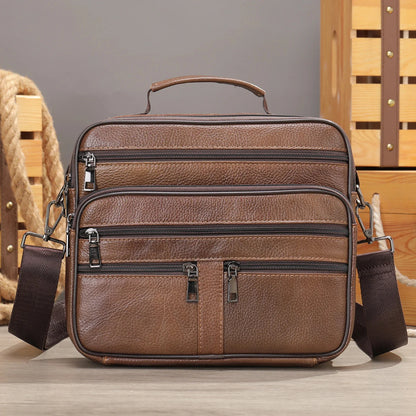 Genuine Shoulder Black Cowhide Leather Handbag for Men Business Office Messenger Male Crossbody Bag