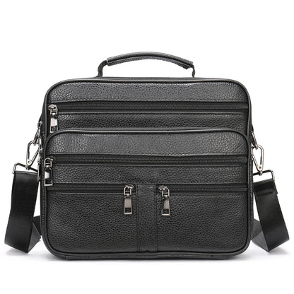 Genuine Shoulder Black Cowhide Leather Handbag for Men Business Office Messenger Male Crossbody Bag